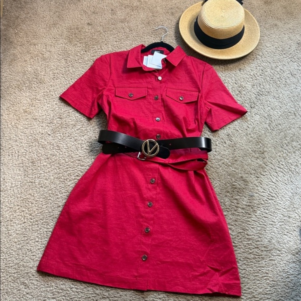 Theory 🔥🍒 Cherry Good crunch Belted Mini Dress